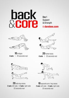 the back and core workout poster shows how to do it