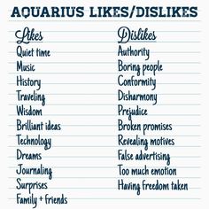 an image of thesauruss for aquarius like / dislikes list