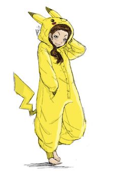 a drawing of a person in a pikachu costume