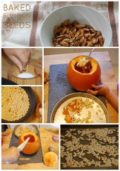 pumpkins and seeds are being used to make baked pumpkin seed pies for halloween