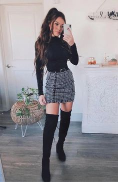 Office Clothes, Womens Office, Rock Outfit, Cute Winter Outfits, Dinner Outfits, Cute Fall Outfits, Looks Chic, Plaid Skirt, Casual Summer Outfits