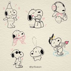 the peanuts characters are drawn in different ways