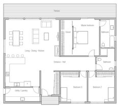 the floor plan for an apartment with two separate rooms and one living room on each side