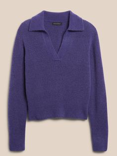 Sweater Polo, Johnny Collar, Very Peri, Purple Daisy, Warm Sweater, Banana Republic Women, Polo Sweater, Collar Sweater, Warm Sweaters