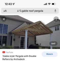 an iphone screenshot of a pergola attached to a house