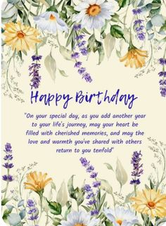 a birthday card with flowers on it