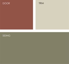 four different shades of gray and brown with the words trim on them in white, red, green, and beige