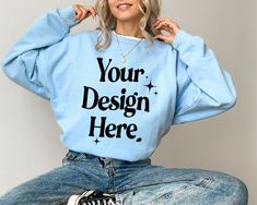 Light Blue Sporty Sweatshirt, Light Blue Crewneck, Light Blue Sweatshirt, Light Blue Hoodie, Sweatshirt Model, Hoodie Mockup, Sweatshirt Mockup, Blue Sweatshirt, Comfort Color