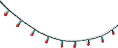 a string of christmas lights with red and green bulbs hanging from the ends on a white background