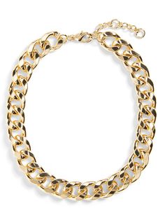 Curb Chain Choker Necklace | Banana Republic Chic Gold Jewelry With Lobster Clasp, Gold-tone Chain Necklace With Lobster Clasp For Party, Party Gold-tone Chain Necklace With Lobster Clasp, Chic Metal Jewelry With Curb Chain, Trendy Gold-tone Jewelry With Chunky Chain, Trendy Gold-tone Curb Chain Jewelry, Gold-tone Metal Jewelry With Curb Chain, Trendy Gold-tone Jewelry With Chain Strap, Metal Chain Link Jewelry With Gold Clasp