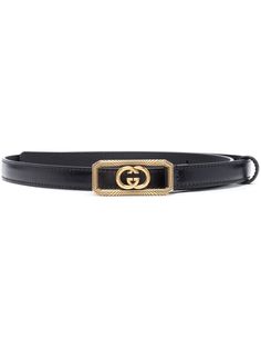 black calf leather smooth grain signature Interlocking G buckle gold-tone hardware buckle fastening punched holes adjustable fit This piece comes complete with a protective dust bag. We've partnered with Good On You — an independent agency that rates how brands perform in relation to their impact on the planet, people and animals, with a multi-criteria rating simplified to a five points scale. In order to be awarded our conscious label, larger brands need to score a minimum of four out of five ('Good'), while smaller brands must score at least three out of five ('It's A Start'). This item comes from a brand rated three out of five ('It's A Start') by Good on You at the time it was added on FARFETCH. Please note, this is a brand-level rating and does not guarantee that this product is made