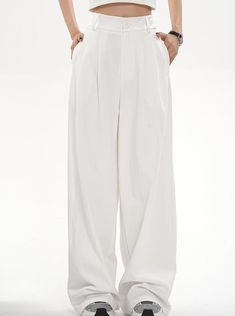 Expertly crafted for a flattering fit, our Wide-Leg Palazzo Pants are a versatile addition to your wardrobe. These high-waisted trousers offer a loose, relaxed fit for all-day comfort. Effortlessly elevate your style with these on-trend palazzo pants.  Height: 160 cm, Weight: 42 kg, Size worn: S Luxury White Wide Leg Pants With Five Pockets, Luxury White Cotton Pants, Loose Fit Trousers, Wide Leg Palazzo Pants, Angel Dress, Fitted Trousers, High Waisted Trousers, Palazzo Pants, Womens Maxi Dresses