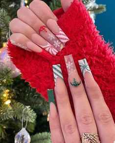 Christmas Nails Ideas, Holiday Nails Christmas, Christmas Gel, Red Christmas Nails, Diy Acrylic Nails