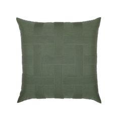 a green pillow with squares on the front and back, sitting on a white background