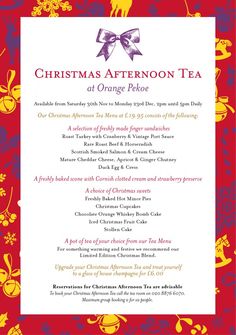 christmas afternoon tea at orange peke