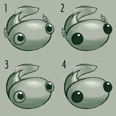 the steps in how to draw an animal's head with different angles and colors