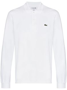 White cotton logo-patch long-sleeve polo shirt from LACOSTE featuring logo patch to the front, classic collar, front button placket, long sleeves and straight hem. | Lacoste Logo-Patch Long-Sleeve Polo Shirt Camisa Lacoste, The Magical Mystery Tour, Lacoste Clothing, Magical Mystery Tour, Lacoste Logo, Crocodile Logo, Lacoste Polo Shirts, Polo Shirt Colors, White Polo Shirt