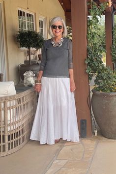 Cindy Hattersley, Parisian Summer, Light Denim Jacket, White Long Skirt, Walking Outfits, Grandma Fashion, Classic Style Outfits