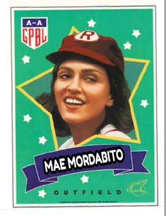 a baseball card with an image of a woman wearing a hat and stars on it