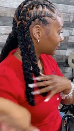 Braids With Dreadlocks, Loc Cornrows With Added Hair, Braided Loc Styles For Women, Feed In Loc Styles, Large Loc Styles Women, Locs Hairstyles For Women 2023, Cornrows Over Locs, Straight Backs On Locs, Loc Straight Backs