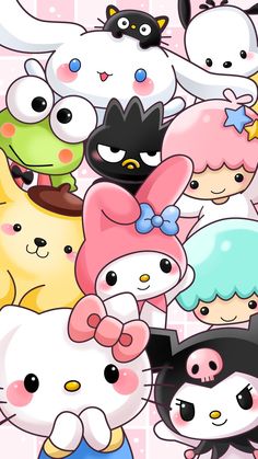 hello kitty wallpaper with many different characters