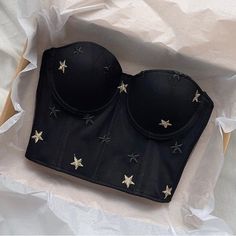 Nwot, Never Worn Black Lace Up Corset With Stars. I Bought The Wrong Size And It Is Too Big. Night Sky Corset Top, Short Lace Corset, Plus Size Lace Corset Top, Star Lace Shirt, Lace Corset Outfit, Black Lace Up Corset, Girlfriend Clothes, Black Lace Corset, Top Bustier