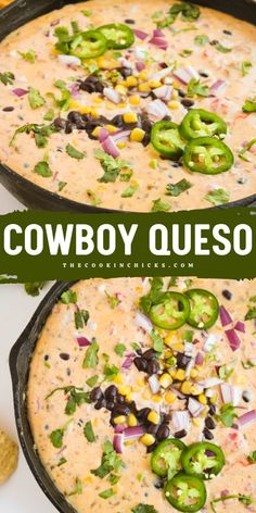 Looking for a tasty dip to spice up your next party? Try this easy and delicious Cowboy Queso recipe, perfect for any occasion! Using taco seasoned ground beef, black beans, corn, Velveeta cheese, and more…you have a hearty dip that eats like a meal, but can be enjoyed any time!