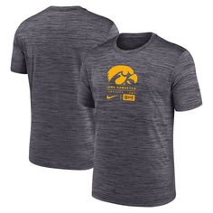 Boost your Iowa Hawkeyes game-day look with the Nike Campus Center Block Velocity Performance T-Shirt. The Dri-FIT technology wicks away moisture, keeping you cool and dry whether you're cheering from the stands or hitting the gym. Plus, the screen-printed team graphics on the chest make it clear you're a proud supporter of the Hawkeyes. Dri-fit Graphic Print T-shirt For Sports, Nike Team Spirit Moisture-wicking T-shirt, Nike Tri-blend Sports T-shirt, Nike Moisture-wicking Fan Apparel T-shirt, Nike Sports Tops In Tri-blend, Nike Tri-blend Tops For Sports, Nike Tri-blend Sports Top, Nike Moisture-wicking T-shirt For Fans, Team Spirit Dri-fit Moisture-wicking T-shirt