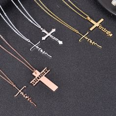 The Most Detailed Cross Name Necklace: Our personalized cross name necklace chain pendant are by far the most detailed in the market. No one can beat our quality. ✔✔ Fast Production & Shipping: These name chains are customized and shipped in only about 5-8 business days. For any custom jewelry, that's FAST. 🚀🚀 Anti Fade: The engraving method used in our custom cross name pendant necklace ensure that these charms will never fade away. 😎😎 Personalized Charm: Each custom religious name pendant locket is carefully personalized to perfection. ✅✅ Perfect Gift: These custom name necklaces pendant are a perfect gift for any occasion and are sure to bring the happiness to the receiver. 🎁🎁 Available in Gold & Silver: Whether you need gold name necklace or silver name necklace, we have got you Personalized Spiritual Rose Gold Charm Necklaces, Personalized Stainless Steel Cross Jewelry, Personalized Rose Gold Cross Jewelry, Personalized Spiritual Crucifix Necklace, Silver Cross Pendant Necklace For Personalized Gift, Personalized Cross Charm Necklace For Gift, Personalized Spiritual Cross Charm Necklace, Spiritual Personalized Cross Charm Necklace, Mother's Day Cross Pendant Necklace