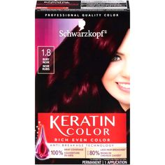 Schwarzkopf Keratin Color Permanent Hair Color Cream, 1.8 Ruby Noir Pack Of 1 Brand New Item & Unopened. These Items Come From A Smoke Free And Pet Free Environment. Thank You For Your Purchase. Permanent Hair Dye Colors, Professional Hair Dye, Schwarzkopf Color, Colour Remover, Hair Color Formulas, Gray Coverage, Hair Color Purple