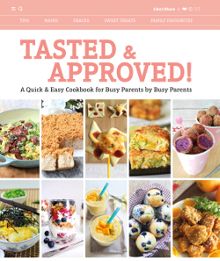 a cookbook with pictures of different foods and desserts on the cover, as well as text that reads, tasted & approved