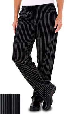 Relaxed Fit Pinstripe Bottoms With Pockets, Pinstripe Bottoms With Pockets Relaxed Fit, Pinstripe Trousers With Pockets, Chef Dress, Chef Uniforms, Cobbler Aprons, Restaurant Uniforms, Chef Shirts, Chef Pants