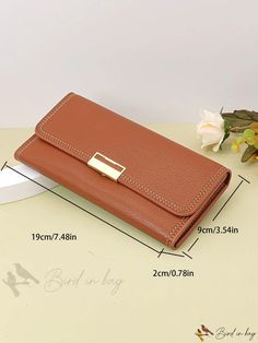 Bird in Bag - Leather Clutch Wallet. Rectangular Faux Leather Wallet For Daily Use, Rectangular Faux Leather Wallets For Daily Use, Daily Use Faux Leather Rectangular Wallet, Daily Use Rectangular Faux Leather Wallet, Trendy Brown Wallet For Everyday Use, Trendy Brown Wallets For Everyday Use, Trendy Brown Everyday Wallets, Chic Brown Coin Purse With Card Slots, Trendy Brown Rectangular Coin Purse