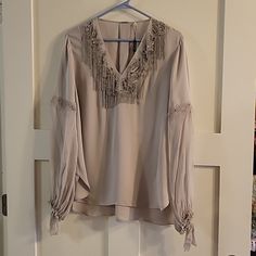 Nwt Silk Smoke Free Home Pet Friendly Home Ruffle Neck Blouse, Printed Silk Blouses, Peacock Color, Black Camis, Purple Silk, Elie Tahari, Pink Linen, Stretch Satin, Long Blouse