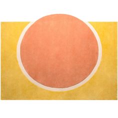 an orange and yellow painting with a white circle in the middle