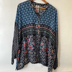 Johnny Was Nara Boxy Button Down Embroidered Blue Blouse Top Nwt Women’s Size Xxl Please See Measurements In The Photos Johnny Was, Nara, Blue Blouse, Blouse Top, Button Downs, Color Blue, Top Blouse, Blouses, Womens Tops