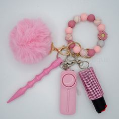 Flower Power Specialty Keychain with Pepper Spray Safety Key Chain, Saftey Keychain, Protection Keychain, Safety Keychain, Unique Keychain, Self Defense Keychain, Unique Keychains, Personal Safety, Pink Car