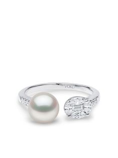 Diamond Ring Silver, Pearl And Diamond Ring, Star Constellations, Claw Prong, Baguette Cut Diamond, Sea Pearls, Akoya Pearls