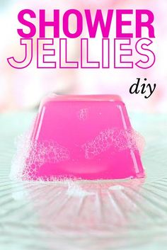 the cover of shower jellies diy is pink and has bubbles on it