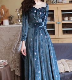 Custom size and custom color are available, there is no extra payment for custom size or custom color. Product Information: Dress Number: #H42W, Material: Velvet, Silhouette: A-line Color: Blue, Hemline: Floor Length, Back Details: Lace-up Delivery times: Processing time: 2-3 weeksShipping time: 3-5 working days Rush Order Rush order service is available. For rush order, you can receive your order in 2 weeks. Custom Measurements For custom size, please leave us the following measurements in the Winter Dresses With Fitted Bodice And Long Sleeves, Winter Banquet Dress In Maxi Length, Winter Banquet Maxi Dress, Blue Long Sleeve Bridesmaid Evening Dress, Winter Banquet Floor-length Dress, Fitted Evening Dress For Winter Wedding, Blue Empire Waist Party Dress, Winter Wedding Floor-length Dress, Winter Prom Maxi Length Dress