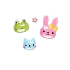 three plastic animals and one cat on a white background