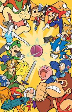 an image of mario and other cartoon characters