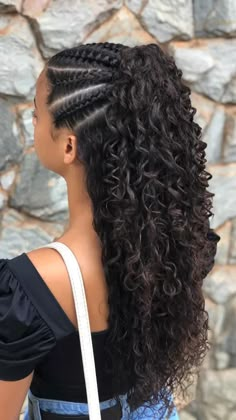 Easy trendy hairstyle ideas for long hairs | Waterfall hairstyle Curly Braided Hairstyles, Κούρεμα Bob, Mixed Curly Hair, Viking Hair, Cute Curly Hairstyles, Fishtail Braid, Curly Girl Hairstyles