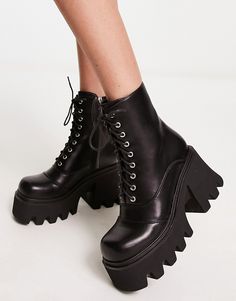 Shoes by Lamoda Time for a reboot Lace-up closure Zip-side closure Square toe Chunky sole High block heel Black Chunky Shoes, Shiny Black Shoes, Guy Oc, Hex Girls, Chunky Ankle Boots, Chunky Shoes, Shoes Boots Ankle, Travis Kelce, Game On