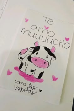 a piece of paper with a drawing of a cow on it and the words, te anno muncicho