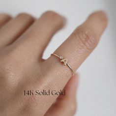 * Solid Gold * Anniversary Gift * Christmas Gift * Bridesmaids Gift * Wedding Gift * Birthday Gift  ⎯ Feel free to contact us if you need a special size. ⎯ This made-to-order product is non-refundable and non-cancellable, with a delivery time of approximately 2 weeks, so please order early for timely delivery. This exquisite ring features the brilliance of diamonds and the personal touch of your initials. The dazzling diamonds radiate timeless elegance. Select a significant letter to make this r Ring Initial, Gold Items, Earthy Jewelry, Gold Rings Simple, Gold Anniversary, Simple Ring, Handmade Fine Jewelry, Jewelry Accessories Ideas, Ring Simple