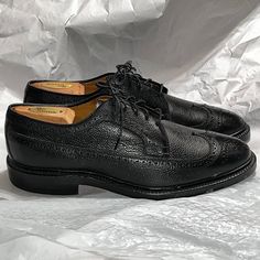 New Allen Edmonds Men's Macneil Business Dress Shoes Size 8.5d Black Wingtips Trees Included! (This Is A $50 Value Itself!) Extra Laces! 100th Anniversary Edition. Sold Out! Made Of European Calfskin (Per The A-E Website) Flannel Sleepers Included!! (They, Too, Are New) 2nd Photo Stock. . . Last Photo Is In A Different Color To Show You The Fine Detail. New! New! New! Tried On For A Whole 5 Minutes Before Declaring "I Don't Need Black Dress Shoes." So Tired Of Looking At Them That They Have To G Black Semi-formal Wingtip Slip-ons, Masculine Semi-formal Oxfords With Almond Toe, Masculine Semi-formal Wingtip Dress Shoes, Black Wingtip Derby Shoes For Semi-formal Occasions, Men’s Black Dress Shoes With Silver, Allen Edmonds, Black Dress Shoes, Business Dress, So Tired