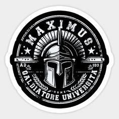 a black and white image of a spartan helmet with the words gladiatorie university