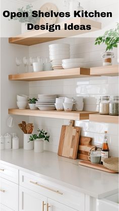 Integrate open shelving into a small kitchen-living room layout to create a cohesive look. Use the shelves to display items that blend the functionality of the kitchen with the decor of the living area. Functional Kitchen Shelves, Small Kitchen With Open Shelves, Decorating Open Shelves In Kitchen, Open Kitchen Shelves Styling, Open Shelves In Kitchen, Kitchen With Shelves, Open Shelves Kitchen, Small Kitchen Living Room, Kitchen Open Shelf