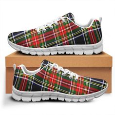 Stewart Black Tartan Classic Sneakers All of our Sneakers are custom-made-to-order and handcrafted to the high quality standards. Product Details: Lightweight construction with breathable mesh fabric for maximum comfort and performance. Lace-up closure for a snug fit. High quality EVA sole for traction and exceptional durability. NOTE: Check the SIZE CHART out for accurate size, and please allow a slight 1-3cm difference due to manual measurement and a slight color variation due to different lig Casual Breathable Custom Sneakers For Training, Casual Breathable Sneakers For Training, Breathable Custom Sneakers With White Sole For Training, Breathable Lace-up Sneakers For Training, Breathable Lace-up Training Sneakers, Casual Lace-up Training Sneakers, Casual Black Custom Sneakers For Training, Custom Mesh Sneakers With Rubber Sole For Light Sports, Custom Mesh Sneakers For Light Sports With Rubber Sole